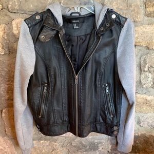 Hooded leather jacket